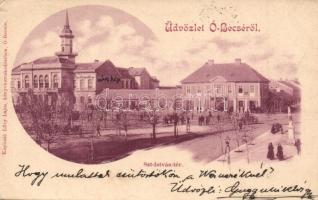 1901 Óbecse, Stari Becej; Szent István tér, városháza / square, town hall (EK)