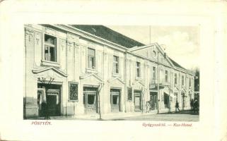 Pöstyén, Pistyan, Piestany; Kur-Hotel / Gyógyszálloda, kávéház és étterem. W. L. Bp. 4404. Kiadja Schultz Paula / spa hotel, restaurant and café (EK)