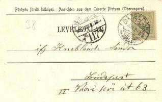1905 Pöstyén, Pistyan, Piestany; Pöstyén fürdő látképe. Vág folyó részlete. A fürdő igazgatóság kiad...