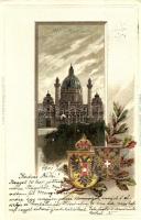 1901 Wien, Vienna, Bécs; Karlskirche / church. Coat of arms. Passepartoutkarte Serie No. 1271. Ed. Arenz. Emb. litho