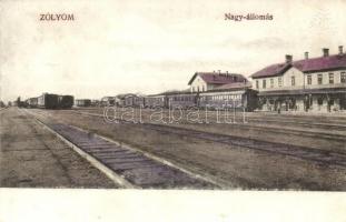 Zólyom, Zvolen; Vasútállomás, gőzmozdony / Bahnhof / railway station, locomotive (Rb)