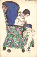 1917 Lady knitting. B.K.W.I. 364-6. s: Mela Koehler (fa)