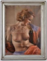 Diósy Antal (1895-1977): Félakt. Pasztell, papír, üvegezett keretben, 68×48 cm