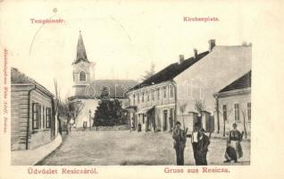 1902 Resica, Resita; Templom tér, Weiss Adolf Kiadása / Kirchenplatz / church square