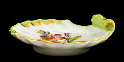 Herendi Viktória mintás porcelán tálka, kézzel festett, jelzett, kis kopásnyomokkal, d: 10,5 cm