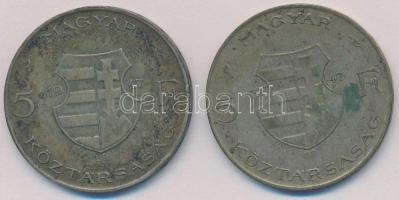 1947. 5Ft Ag "Kossuth" (2x) T:2- patina