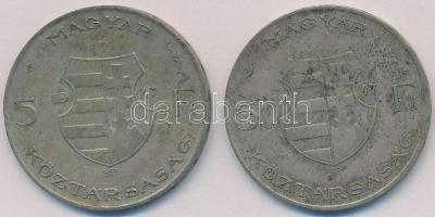 1947. 5Ft Ag "Kossuth" (2x) T:2- patina