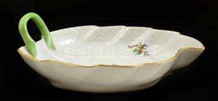 Herendi csipkebogyómintás porcelán tál, kézzel festett, jelzett, hibátlan, 17×18 cm