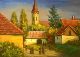 Réti Mátyás (1922-2002): Tiszadobi részlet. Olaj, farost, jelzett, keretben, 50×70 cm