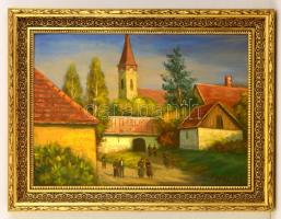 Réti Mátyás (1922-2002): Tiszadobi részlet. Olaj, farost, jelzett, keretben, 50×70 cm