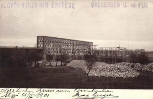 1901 Algyő, Tisza híd építése, Gregersen G. és Fiai Építő Vállalat. photo (EK)