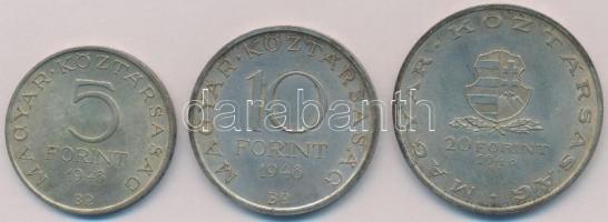 1948. 5Ft Ag "Petőfi" + 10Ft Ag "Széchenyi" + 20Ft Ag "Táncsics" - &qu...