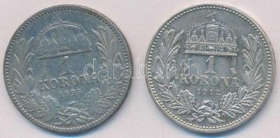 1895KB-1912KB 1K Ag "Ferenc József" (2xklf) T:2-3 patina Adamo K5, K5.1