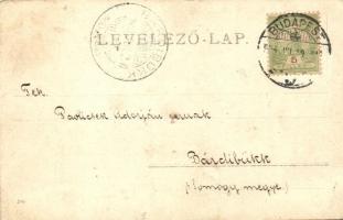 1905 Budapest III. Csillaghegyi fürdő strand (?), fürdőző férfiak, úszásoktatás a medence szélén. ph...