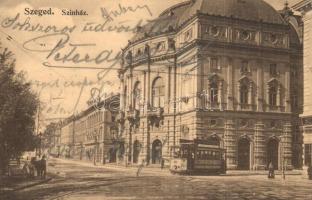 1912 Szeged, színház, villamos (EK)