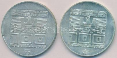 Ausztria 1976. 100Sch Ag "Innsbruck - XII. téli olimpia / Lesikló sánc" (2x) T:1-,2
Austr...