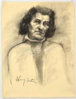 Nagy jelzéssel: Idős nő portréja. Szén, papír, felcsavarva, 65×50 cm