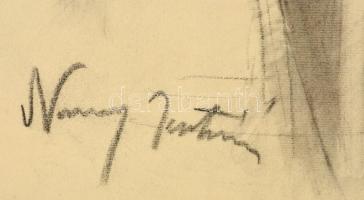 Nagy jelzéssel: Idős nő portréja. Szén, papír, felcsavarva, 65×50 cm