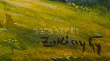 Zorkóczy jelzéssel: Tóparti virágok. Tempera, karton, sérült, 34×50 cm