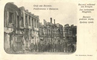 Buchach, Buczacz; während des Krieges, der verbrannte Ringplatz / during the war, the burnt down main square, ruins