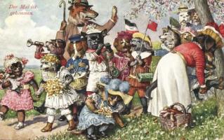 Der Mai ist gekommen / May parade, dogs art postcard, unsigned Arthur Thiele. T. S. N. Serie 1231. (6 Dess) (EK)