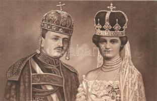 4 db régi motívumlap IV. Károlyról és Zitáról / 4 pre-1945 motive cards of Charles I of Austria and ...