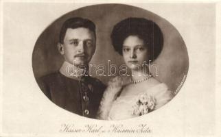 4 db régi motívumlap IV. Károlyról és Zitáról / 4 pre-1945 motive cards of Charles I of Austria and ...