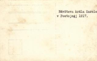 1917 Postojna, Adelsberg; IV. Károly és Zita királyné látogatása, virágból kirakott K betű / Návstev...