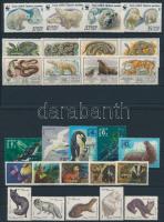 1975 - 1987 Animals, birds, butteflies 14 sets + 15 stamps (2 sets with damaged stamps), 1975 - 1987 Állatok, madarak, lepkék 14 sor + 5 bélyeg (2 sorban bélyeghiba)