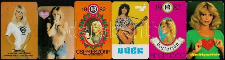 1979-1990 Vegyes kártyanaptár tétel, hölgyekkel, közte erotikus is, 18 db