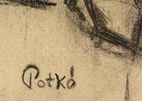 Patkó jelzéssel: Ülő női akt. Szén, papír, felcsavarva,  64×45 cm