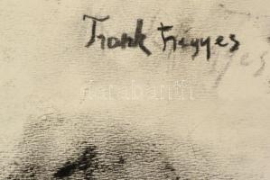 Frank jelzéssel: Idős nő portréja. Szén, papír, felcsavarva, 70×50 cm