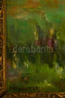 Perlmutter jelzéssel: Vízparti táj  Olaj, karton, sérült keretben, 24×47 cm