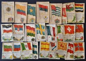 28 ország zászlói, kis textilkártyák