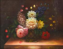 Benczúr jelzéssel: Virágcsendélet. Olaj, vászon-karton, üvegezett keretben, 31×42 cm