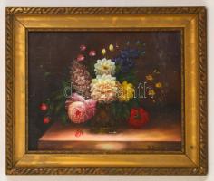Benczúr jelzéssel: Virágcsendélet. Olaj, vászon-karton, üvegezett keretben, 31×42 cm