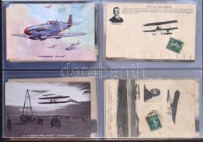 77 db RÉGI repülőgépes motívumlap albumban / 77 pre-1945 aircraft motive postcards in an album