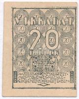 Budapest 1919-1925. 20f Virradat pénztárjegy T:I- Adamo BUC-299.1
