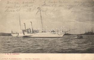 1908 SMS Fantasie osztrák-magyar haditengerészet kerekes gőzhajója, admirálishajó / K.u.K. Kriegsmarine Raddampfyacht (Admiralsyacht). F.W. Schrinner, Pola. Alois Beer (EK)