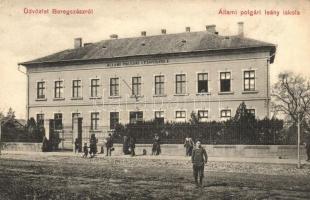 Beregszász, Berehove; Állami polgári leány iskola. W. L. Bp. 6043. Haladás nyomda kiadása / girls school (EK)