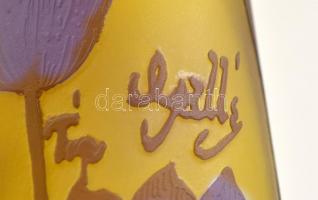 Gallé Tip virágmintás váza, hibátlan, m: 26 cm