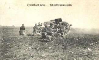 1915 Osztrák-magyar katonák gyorstüzelő ágyúval / Schnellfeuergeschütz / WWI K.u.K. military, sodliers with rapid fire cannon
