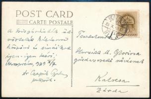 1939 Czapik Gyula (1887-1956) veszprémi püspök saját kezű sorai és aláírása egy őt ábrázoló képeslap...