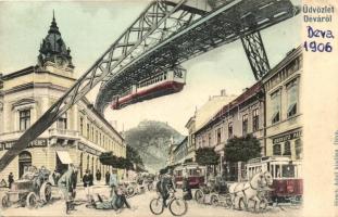 1906 Déva, Deva; a jövőben montázslap. Kiadja Hirsch Adolf / in the future montage postcard (EB)