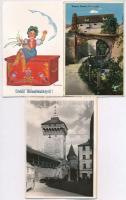 6 db RÉGI és MODERN magyar és külföldi leporellós városképes lap, Klaudinyi és Bernáth szignóval, Br...
