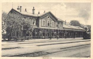 Galánta, Vasútállomás, gőzmozdony, hajtány / Bahnhof / railway station, locomotive, handcar (EK)