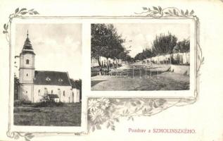 Szomolánka, Szmolinszkó, Smolinské; Római katolikus templom, Fő utca / Catholic church, main street. Art Nouveau, floral
