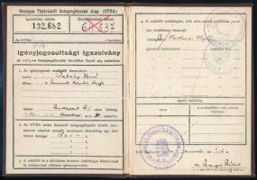 1940 Pataky Jenő (1914-1996) színész két igazolványa