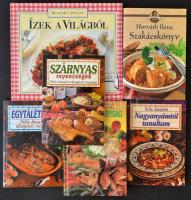 Vegyes szakácskönyv tétel, 18 db: 
Közte: Horváth Ilona szakácskönyv, Magyar tájak ételei, Ízek a v...