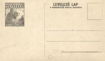 Dr. Kollarits József főhadnagy. Karabély tisztítás. Hadifénykép Kiállítás levelező lapja, A Hadsegél...